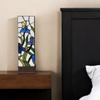 18" Tiffany Style Floral Dark Brown Base Table Lamp-0