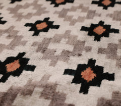 Luxury Neutral Ikat Velvet Throw Pillow 20x20 | Handmade Designer Silk Velvet Cushion
