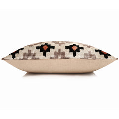 Luxury Neutral Ikat Velvet Throw Pillow 20x20 | Handmade Designer Silk Velvet Cushion