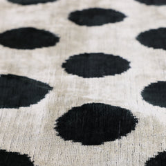 Hand-Knotted Silk Velvet Polka Dot Pillow - 16x16 Black & Champagne