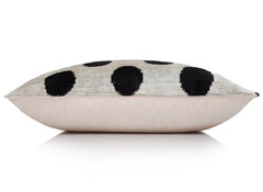 Hand-Knotted Silk Velvet Polka Dot Pillow - 16x16 Black & Champagne