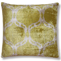 Olive Green Silk Velvet Pillow 20x20 | Handmade Designer Accent Cushion
