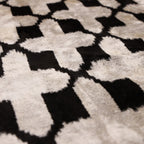 Handmade Velvet Ikat Lumbar Pillow 16x24 | Black & Ivory Geometric
