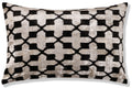 Handmade Velvet Ikat Lumbar Pillow 16x24 | Black & Ivory Geometric
