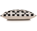 Handmade Velvet Ikat Lumbar Pillow 16x24 | Black & Ivory Geometric