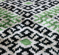Hand-Knotted Silk Velvet Ikat Lumbar Pillow - 16x24 Moss & Forest Green