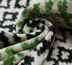 Hand-Knotted Silk Velvet Ikat Lumbar Pillow - 16x24 Moss & Forest Green