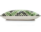 Hand-Knotted Silk Velvet Ikat Lumbar Pillow - 16x24 Moss & Forest Green