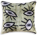 Handmade Evil Eye Silk Velvet Pillow – 16x16 Green & Black Cushion