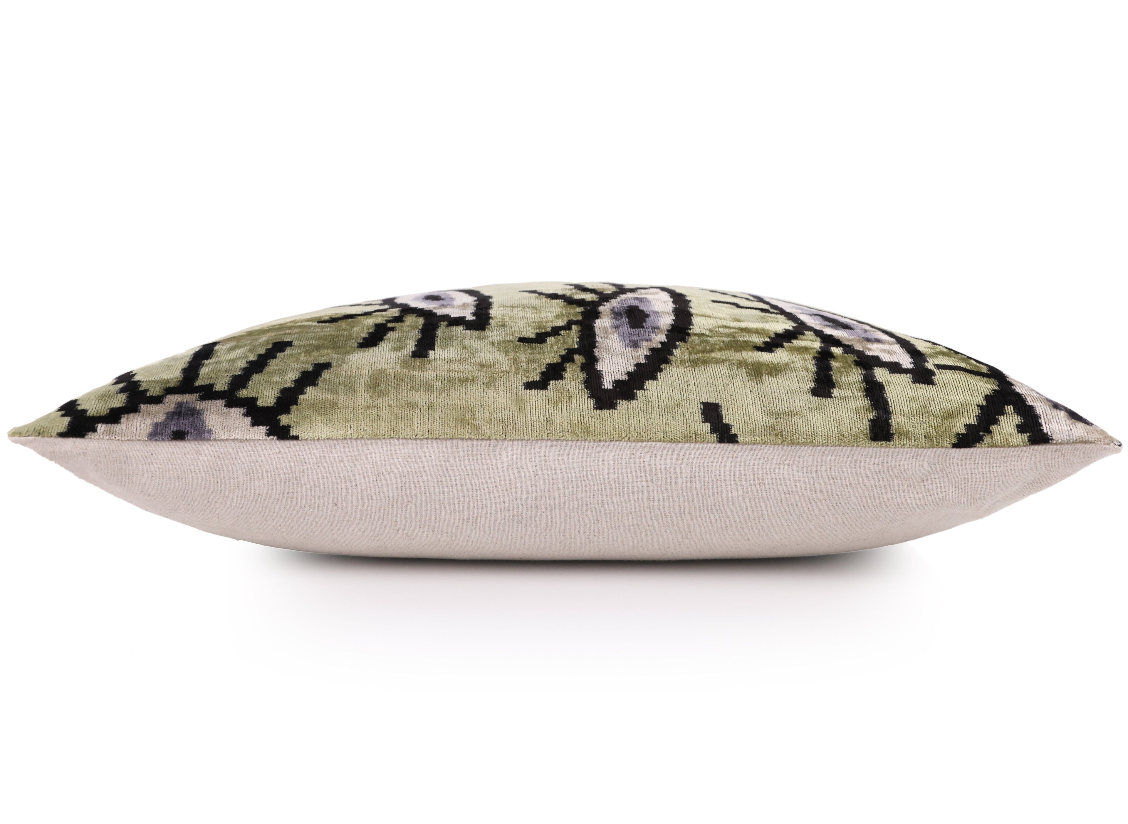 Handmade Evil Eye Silk Velvet Pillow – 16x16 Green & Black Cushion
