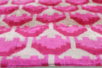 Luxury Pink Silk Velvet Throw Pillow – Handmade 20x20 Ikat Design