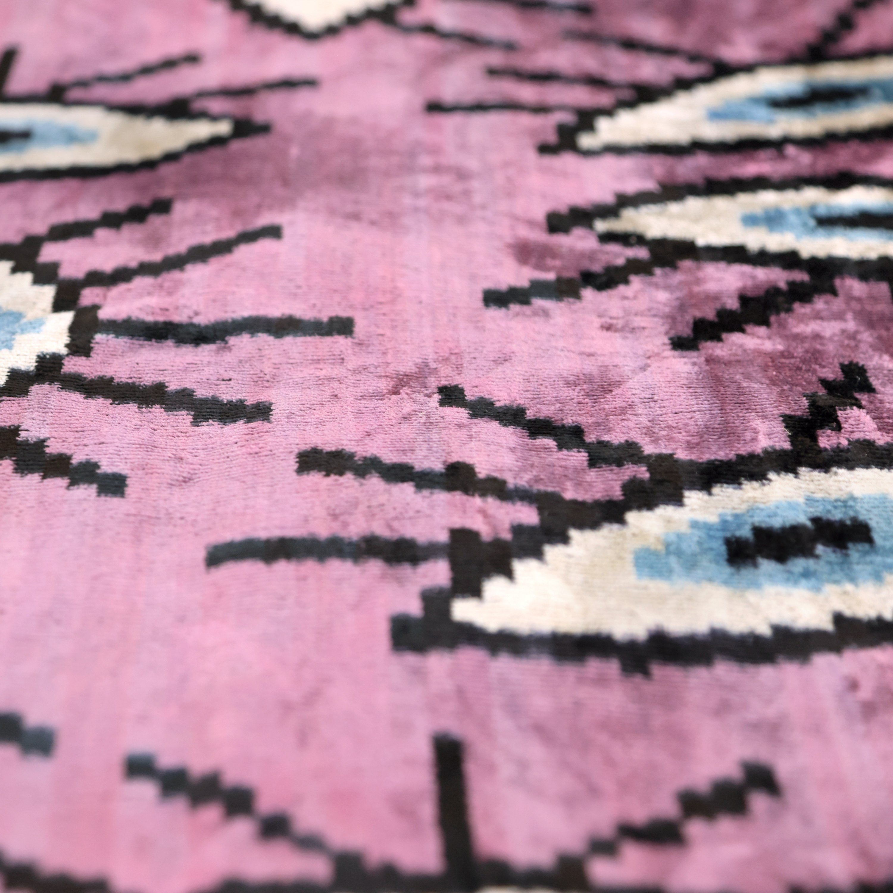 Luxury Pink Evil Eye Velvet Pillow 16x24 – Handmade Silk Lumbar Cushion with Bohemian Charm