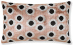 Taupe Polka Dot Silk Velvet Lumbar Pillow 16x24 | Handmade Designer Accent Pillow