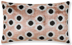 Taupe Polka Dot Silk Velvet Lumbar Pillow 16x24 | Handmade Designer Accent Pillow
