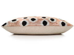 Taupe Polka Dot Silk Velvet Lumbar Pillow 16x24 | Handmade Designer Accent Pillow