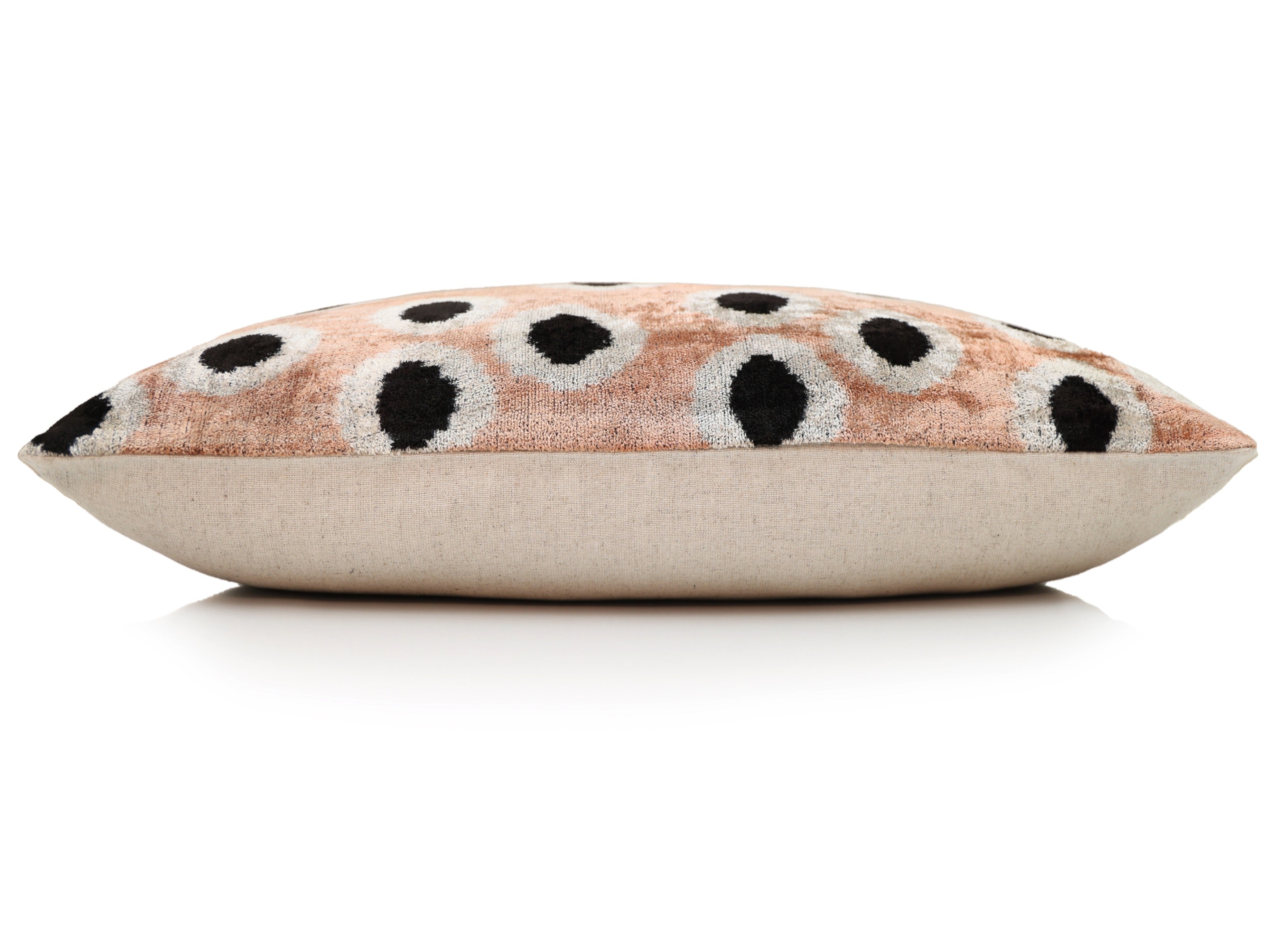 Taupe Polka Dot Silk Velvet Lumbar Pillow 16x24 | Handmade Designer Accent Pillow