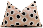 Taupe Polka Dot Silk Velvet Lumbar Pillow 16x24 | Handmade Designer Accent Pillow