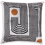 Modern Geometric Silk Velvet Pillow 20x20 | Handmade Black & Ivory Designer Cushion