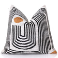 Modern Geometric Silk Velvet Pillow 20x20 | Handmade Black & Ivory Designer Cushion