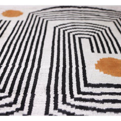Modern Geometric Silk Velvet Pillow 20x20 | Handmade Black & Ivory Designer Cushion