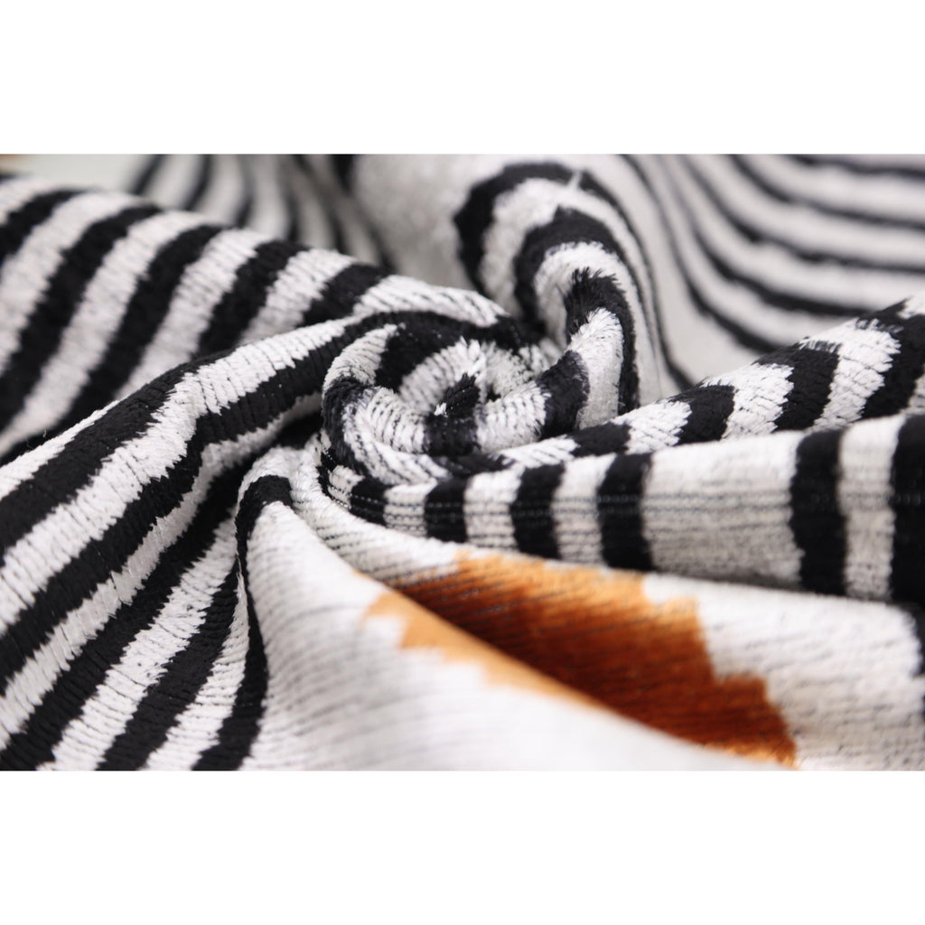 Modern Geometric Silk Velvet Pillow 20x20 | Handmade Black & Ivory Designer Cushion