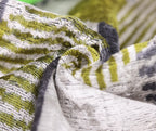 Luxury Silk Velvet Pillow 16x24 – Handmade Green & Gray Geometric Lumbar Cushion