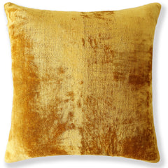 Golden Silk Velvet Throw Pillow 20x20 | Handmade Solid Color Luxury Accent Pillow