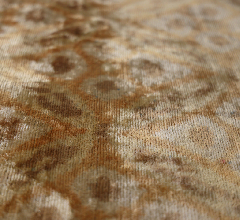 Champagne Ikat Silk Velvet Throw Pillow 20x20 | Handmade Neutral Luxury Accent Pillow