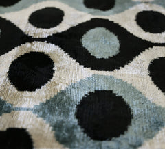 Blue & Black Ikat Silk Velvet Throw Pillow 20x20 | Handmade Designer Accent Pillow