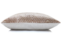 Champagne Diamond Silk Velvet Lumbar Pillow 16x24 | Handmade Neutral Designer Accent Pillow