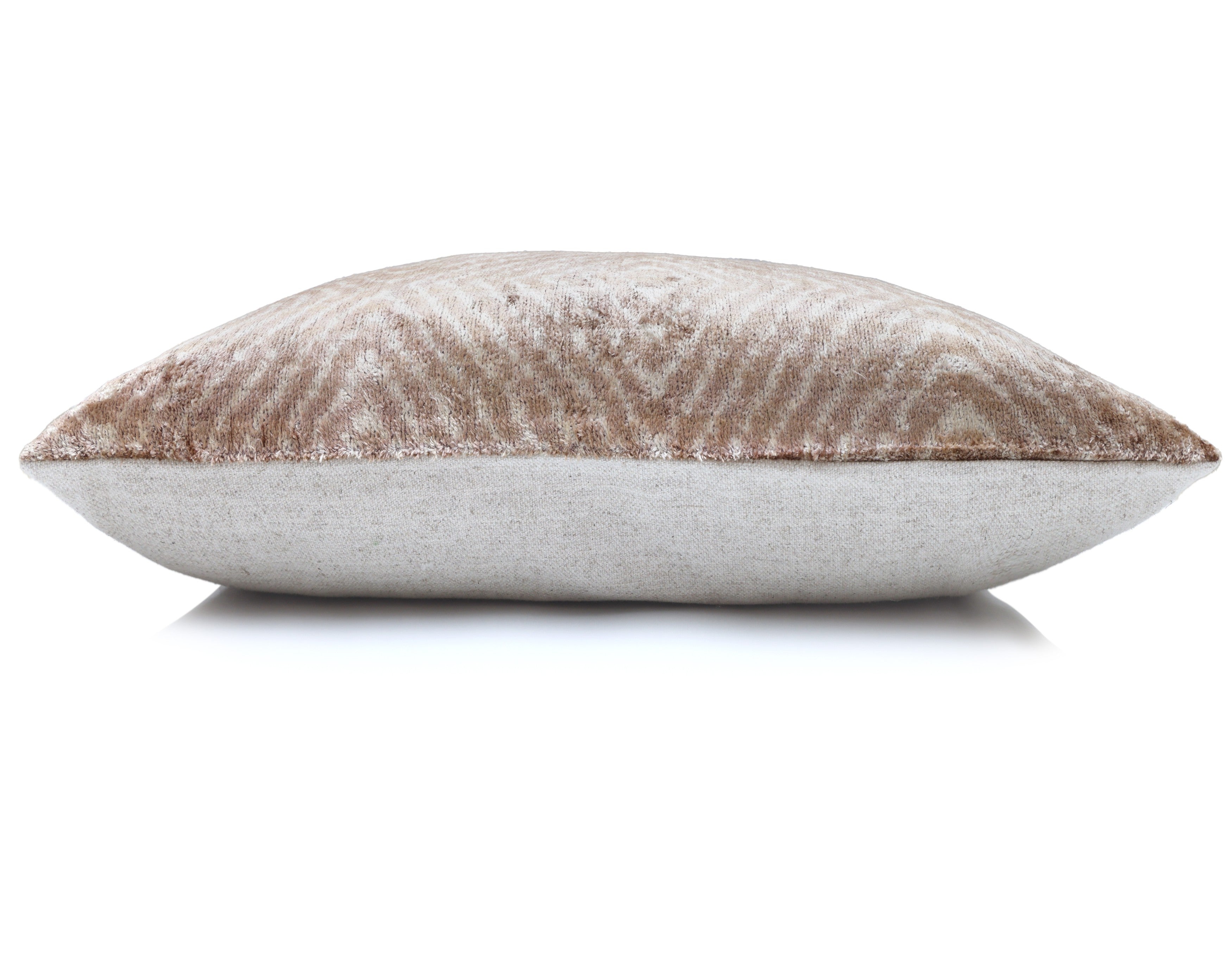 Champagne Diamond Silk Velvet Lumbar Pillow 16x24 | Handmade Neutral Designer Accent Pillow