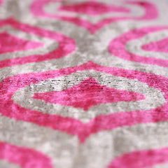 Handmade Pink Geometric Velvet Lumbar Pillow 16x24 – Luxury Silk Ikat Cushion
