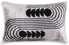 Handmade Silver Black Velvet Lumbar Pillow 16x24 – Modern Geometric Designer Cushion