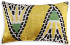 Luxury Yellow Silk Velvet Throw Pillow 16x24 – Handmade Geometric Designer Lumbar