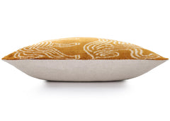 Luxury Golden Yellow Ikat Silk Velvet Throw Pillow 16x24 – Handmade Lumbar