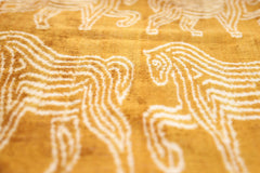 Luxury Golden Yellow Ikat Silk Velvet Throw Pillow 16x24 – Handmade Lumbar