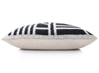 Luxury Black & White Geometric Velvet Pillow 16x24 – Handmade Silk Lumbar Cushion