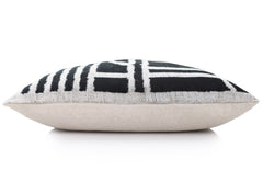 Luxury Black & White Geometric Velvet Pillow 16x24 – Handmade Silk Lumbar Cushion