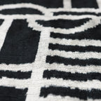 Luxury Black & White Geometric Velvet Pillow 16x24 – Handmade Silk Lumbar Cushion