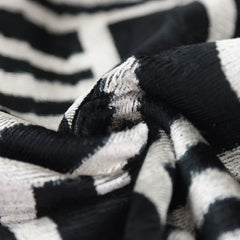 Luxury Black & White Geometric Velvet Pillow 16x24 – Handmade Silk Lumbar Cushion
