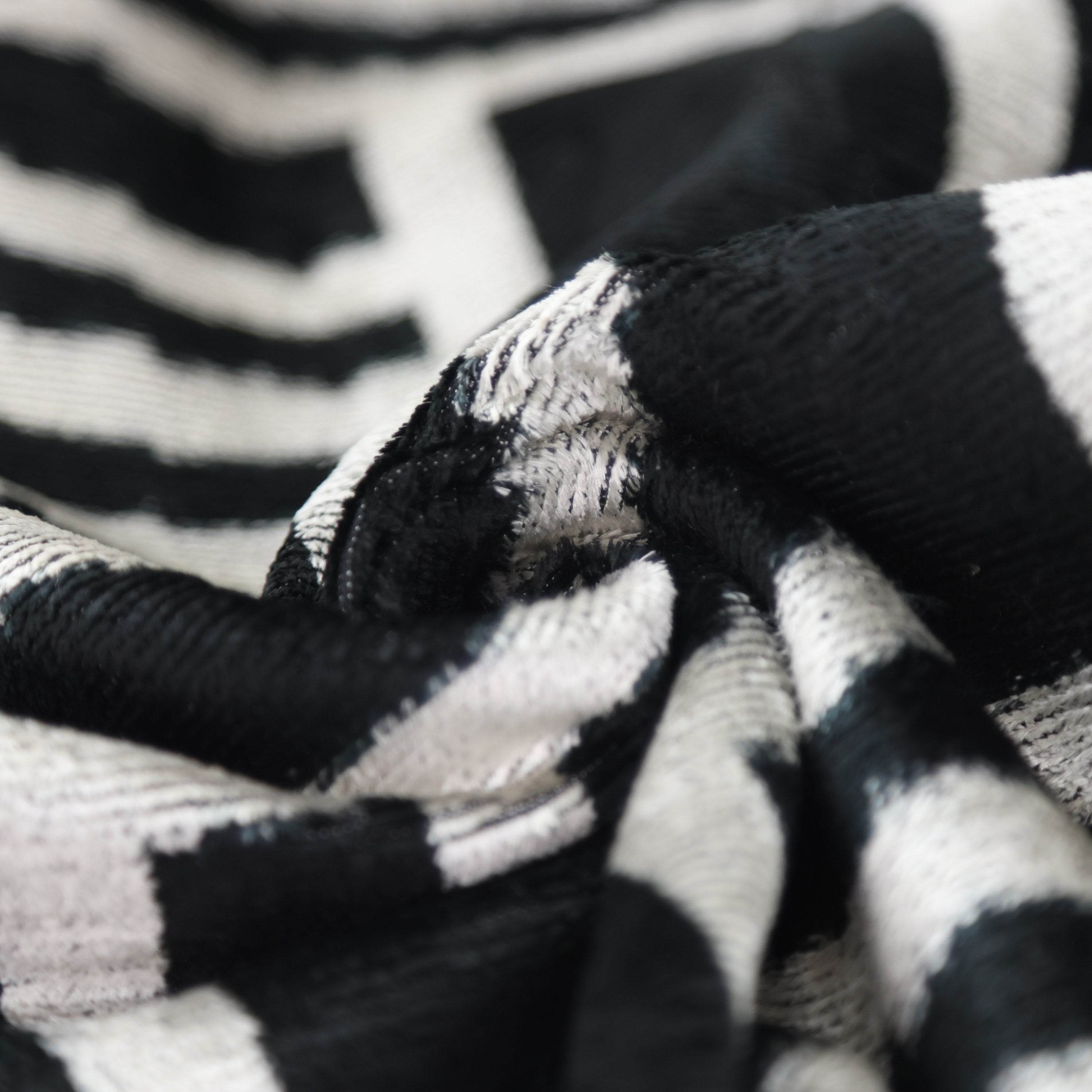 Luxury Black & White Geometric Velvet Pillow 16x24 – Handmade Silk Lumbar Cushion