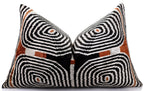 Black Ivory Rust Geometric Silk Velvet Lumbar Pillow – 16x24 Handmade Luxury Cushion