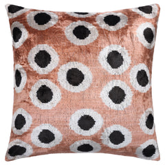 Copper Gold Black Dot Silk Velvet Pillow – 16x16 Handmade Modern Cushion