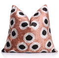 Copper Gold Black Dot Silk Velvet Pillow – 16x16 Handmade Modern Cushion