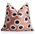 Copper Gold Black Dot Silk Velvet Pillow – 16x16 Handmade Modern Cushion