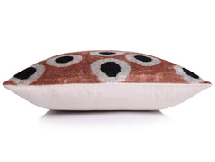 Copper Gold Black Dot Silk Velvet Pillow – 16x16 Handmade Modern Cushion