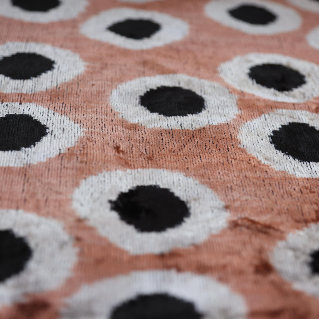 Copper Gold Black Dot Silk Velvet Lumbar Pillow – 16x24 Handmade Modern Cushion