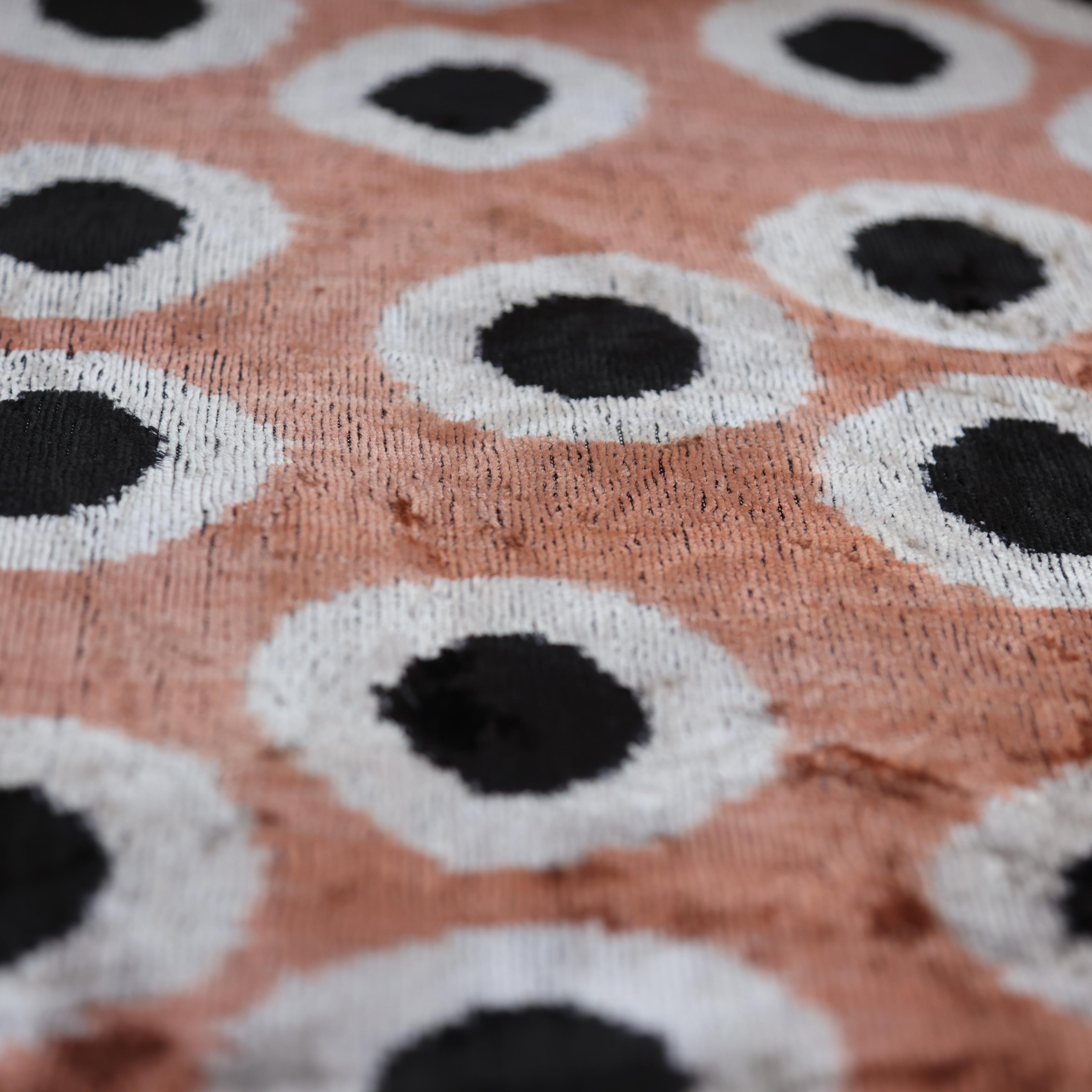 Copper Gold Black Dot Silk Velvet Lumbar Pillow – 16x24 Handmade Modern Cushion