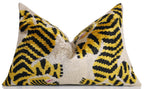 Golden Tiger Silk Velvet Lumbar Pillow – 16x24 Handmade Designer Cushion