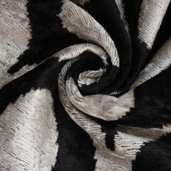 Black Silver Silk Velvet Pillow – 20x20 Handmade Modern Ikat Cushion